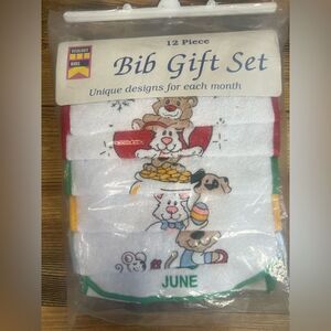 Vintage 12 piece bib gift set Ecology kids unique designs for each month baby